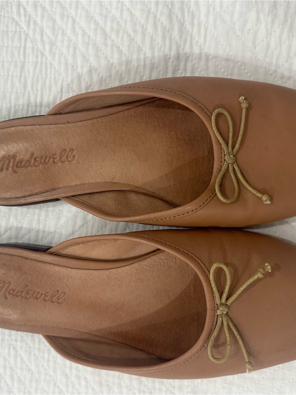Madewell Women's Tan Leather Bow Mules